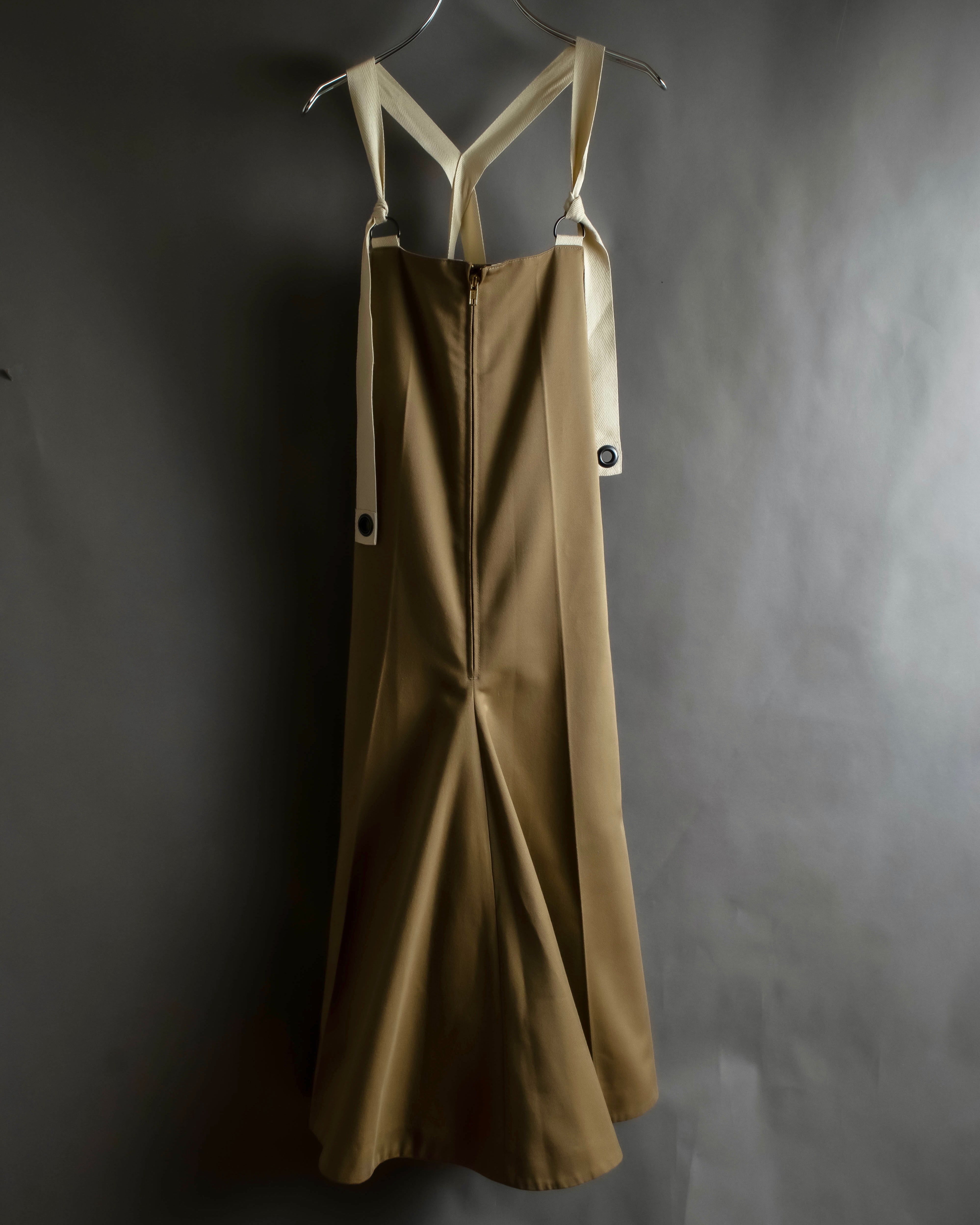 Y's - 2017 Autumn/Winter Twill Flared Jumper Skirt - Khaki - Size