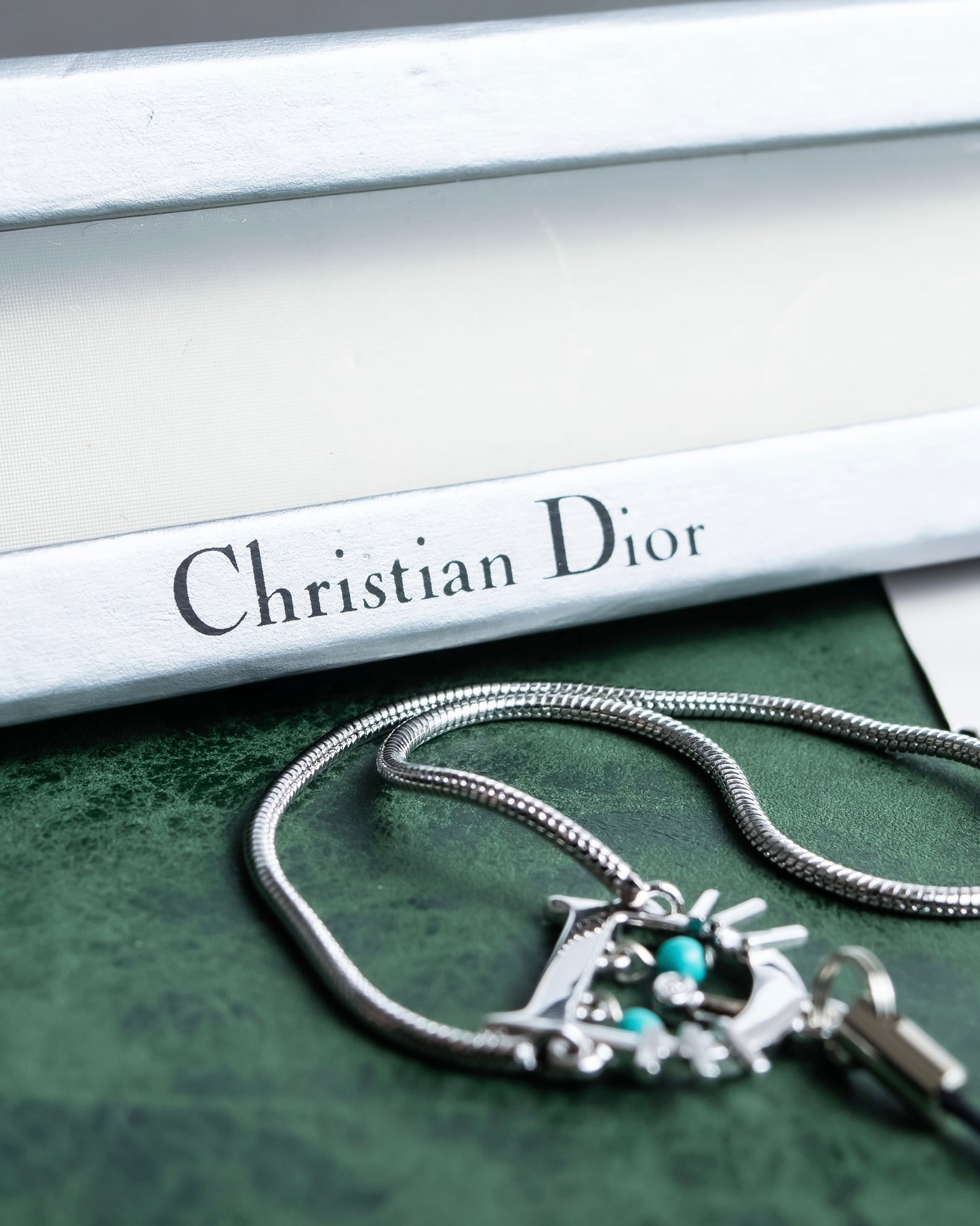 "Christian Dior" Cat & D motif silver key chain