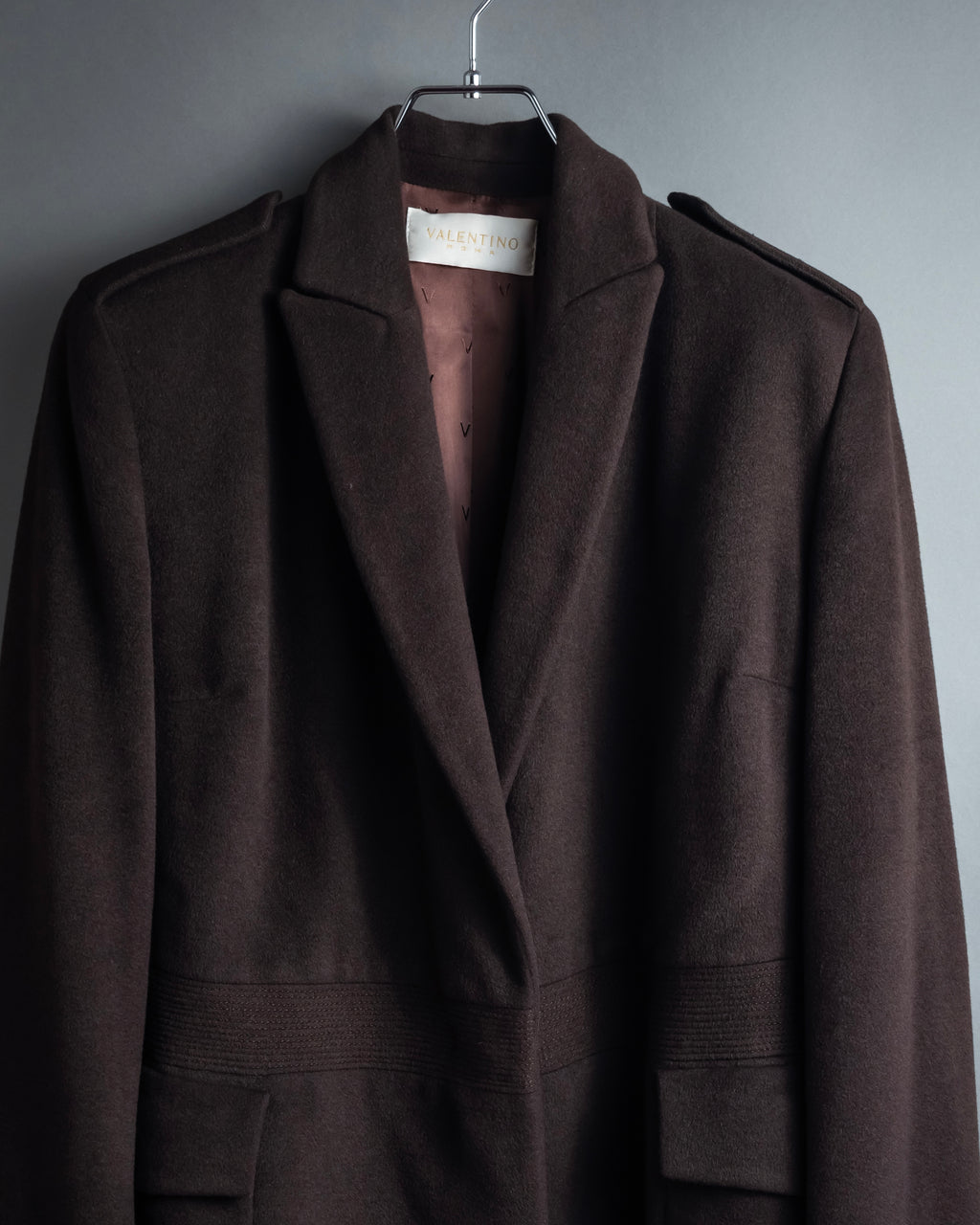 "VALENTINO" Shaped silhouette mocha brown chester coat