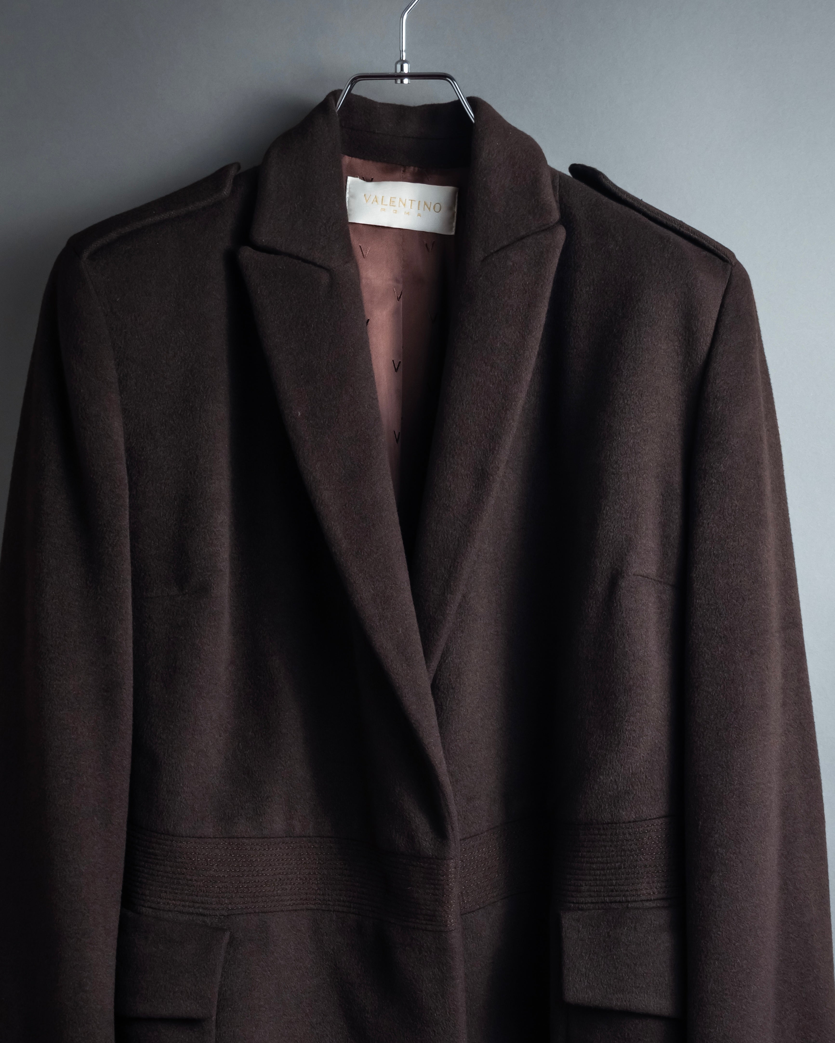 "VALENTINO" Shaped silhouette mocha brown chester coat