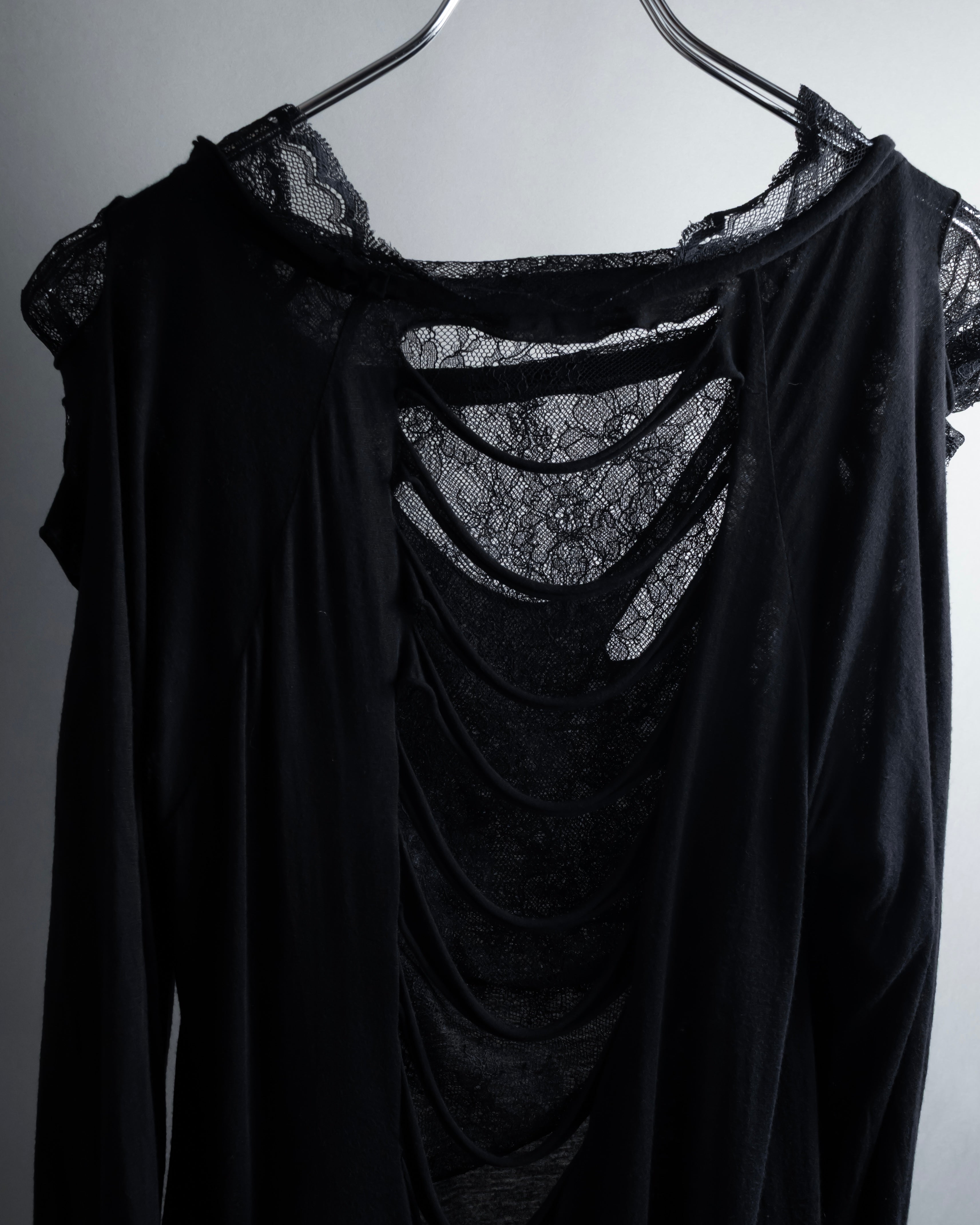 "RED VALENTINO" Distressed tulle skirt docking long pullover