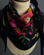 "GUCCI" Flower＆insect motif silk scarf