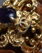 "CHANEL" 90's Baroque carving design gold ring