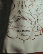 "Hermès" 90's Calligraphy print silk scarf