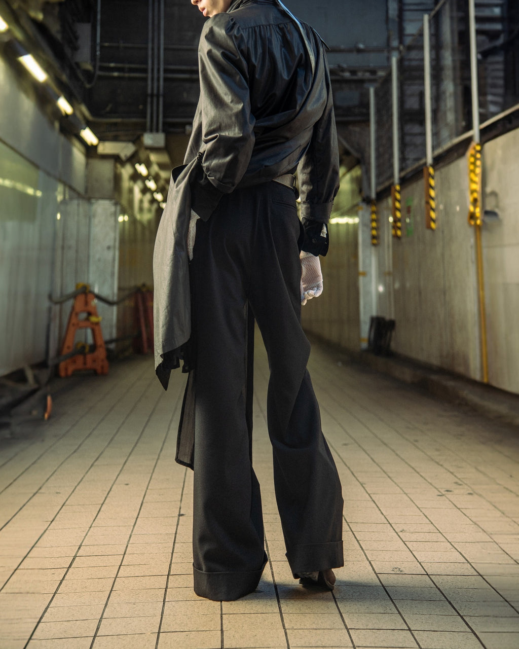【受注生産】OMNIPRESENT CUFFED BLACK SLACKS