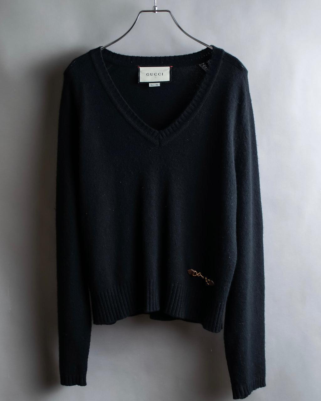 "GUCCI" Horsebit design V-neck cashmere knit