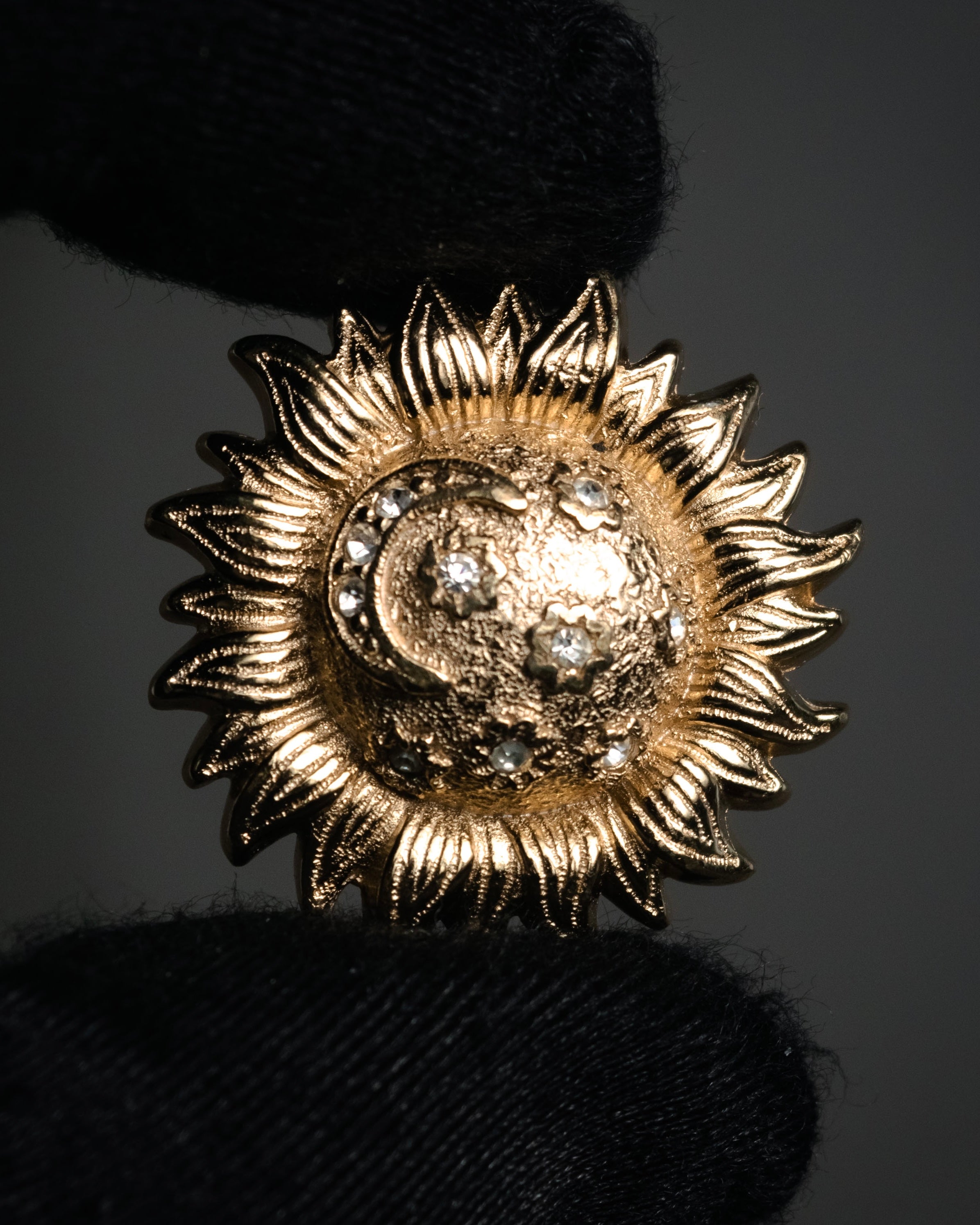 “Christian Dior” 80’s–Early 90’s Sun and moon motif rhinestone brooch