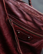 “BALENCIAGA” The Day leather one shoulder bag (burgundy)