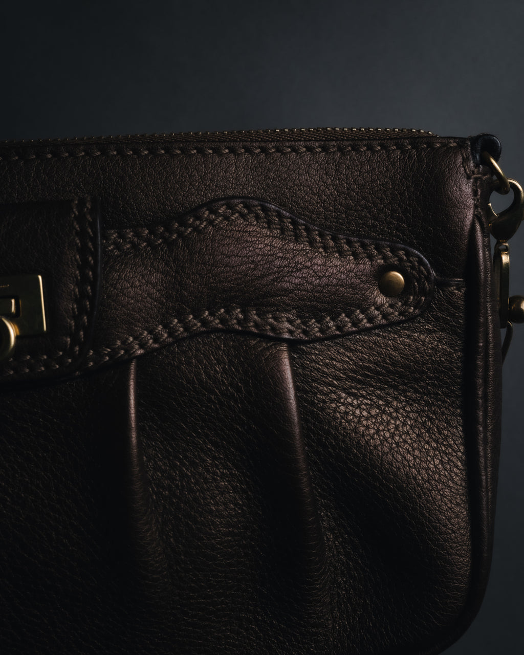 "Salvatore Ferragamo" 2000’s gathered metallic leather ball-link shoulder bag