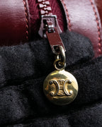 "CELINE" Triomphe motif Bordeaux color suede boston bag