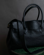 "AULENTTI" Gold closure belt design leather 2-way bag