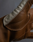 "HERMES" Dot perforation driving leather gloves