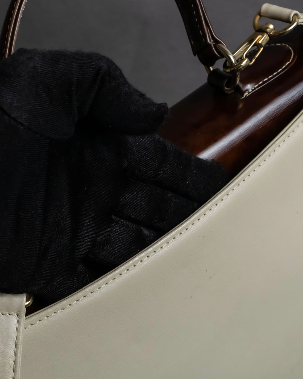 "Valentino Garavani" Square form bicolor 2way leather bag