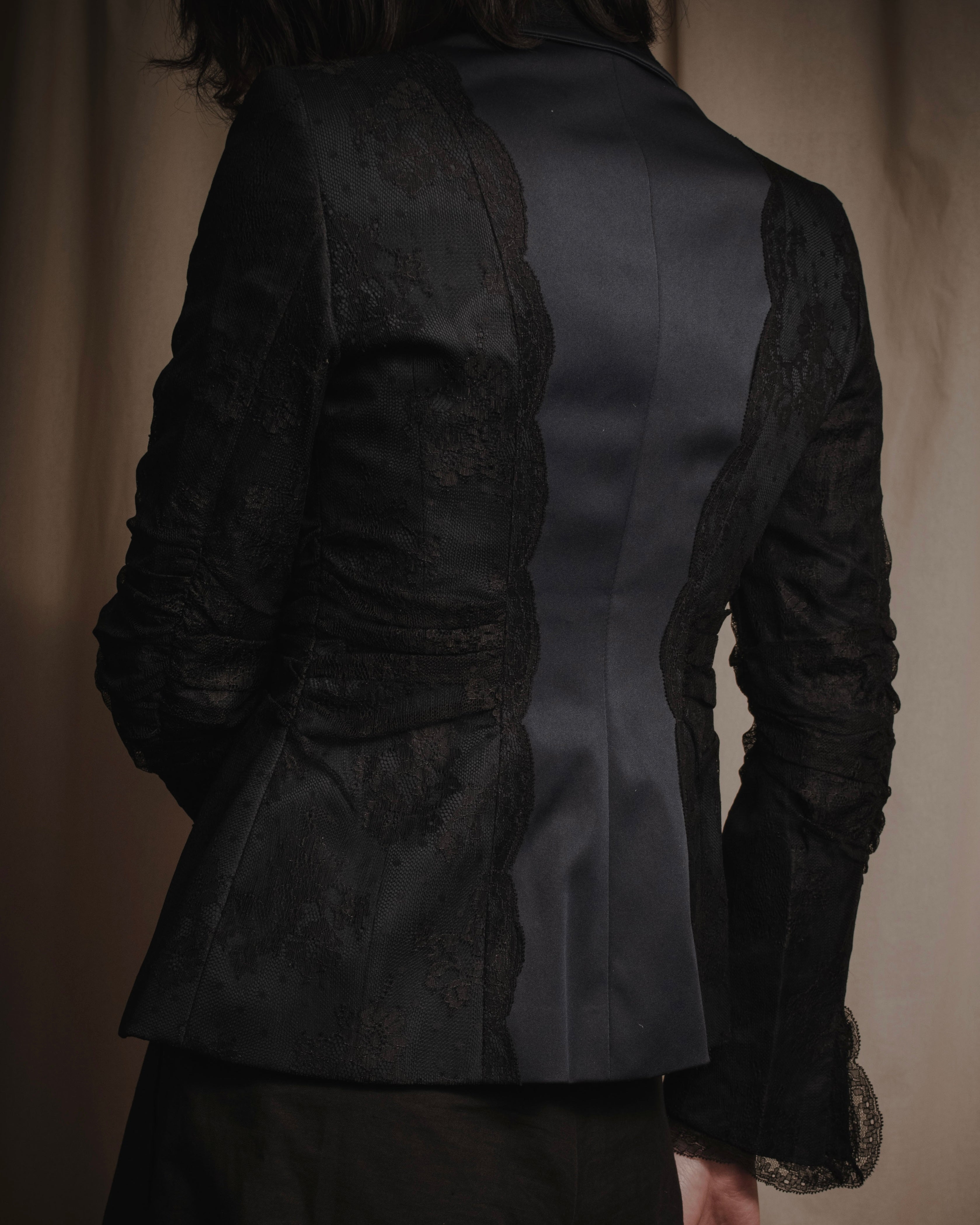 "ARMANI COLLEZIONI" Sheer lace layered tailored jacket