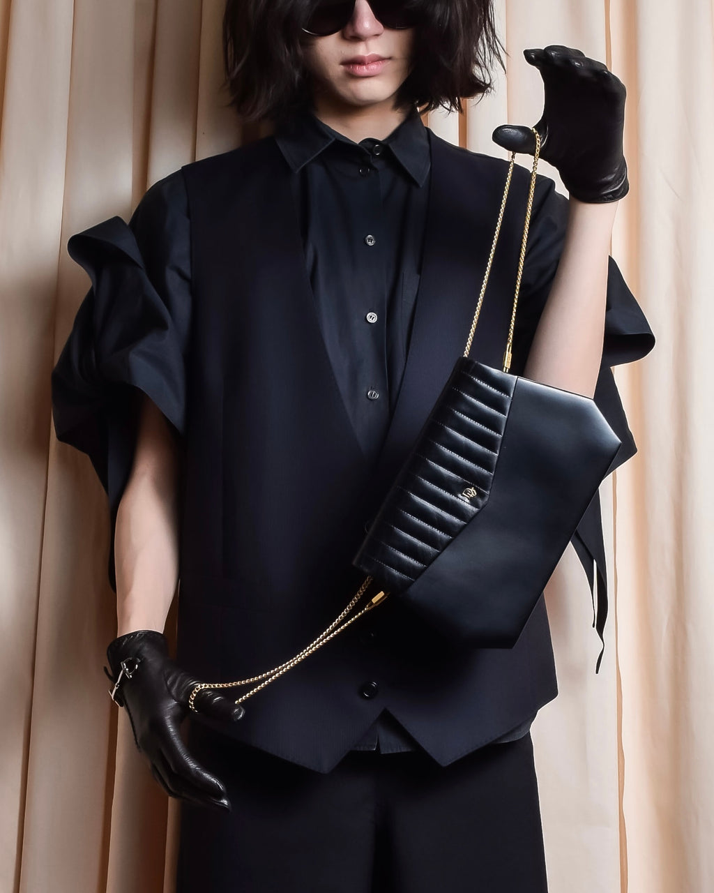 "HERMES" Gaultier period twisted sleeve cotton shirt