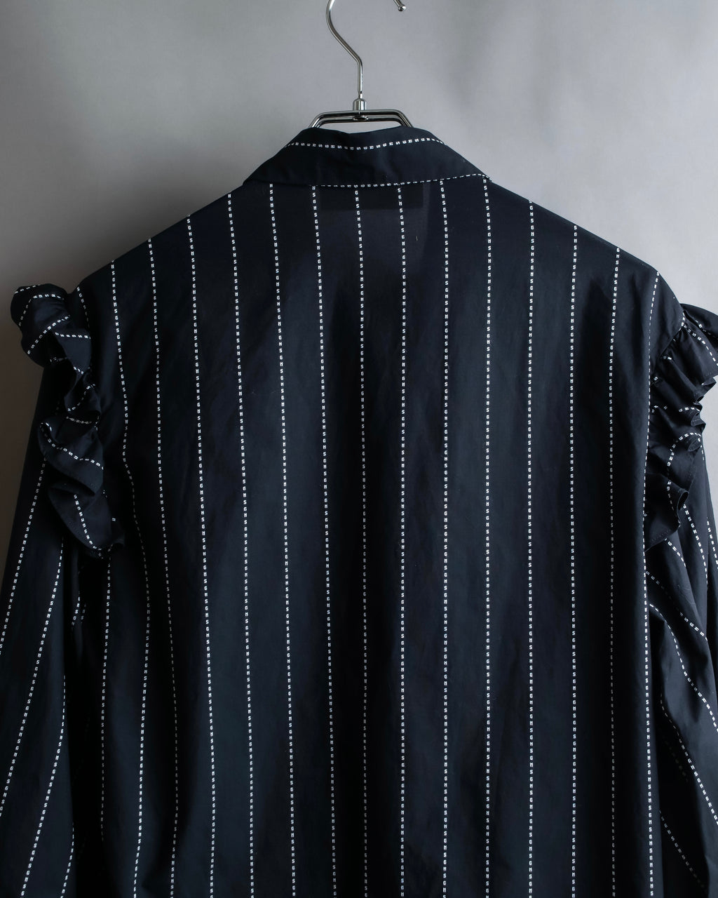 "MSGM" Frill design logo pinstripe pattern shirt