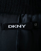 "DKNY" High neck ribbed fur double zip jacket