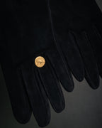 “HERMES” 90’s-00’s Gauntlet serier button suede gloves