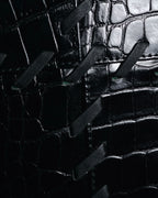 "YVES SAINT LAURENT" 90’s crocodile embossed lace up handbag