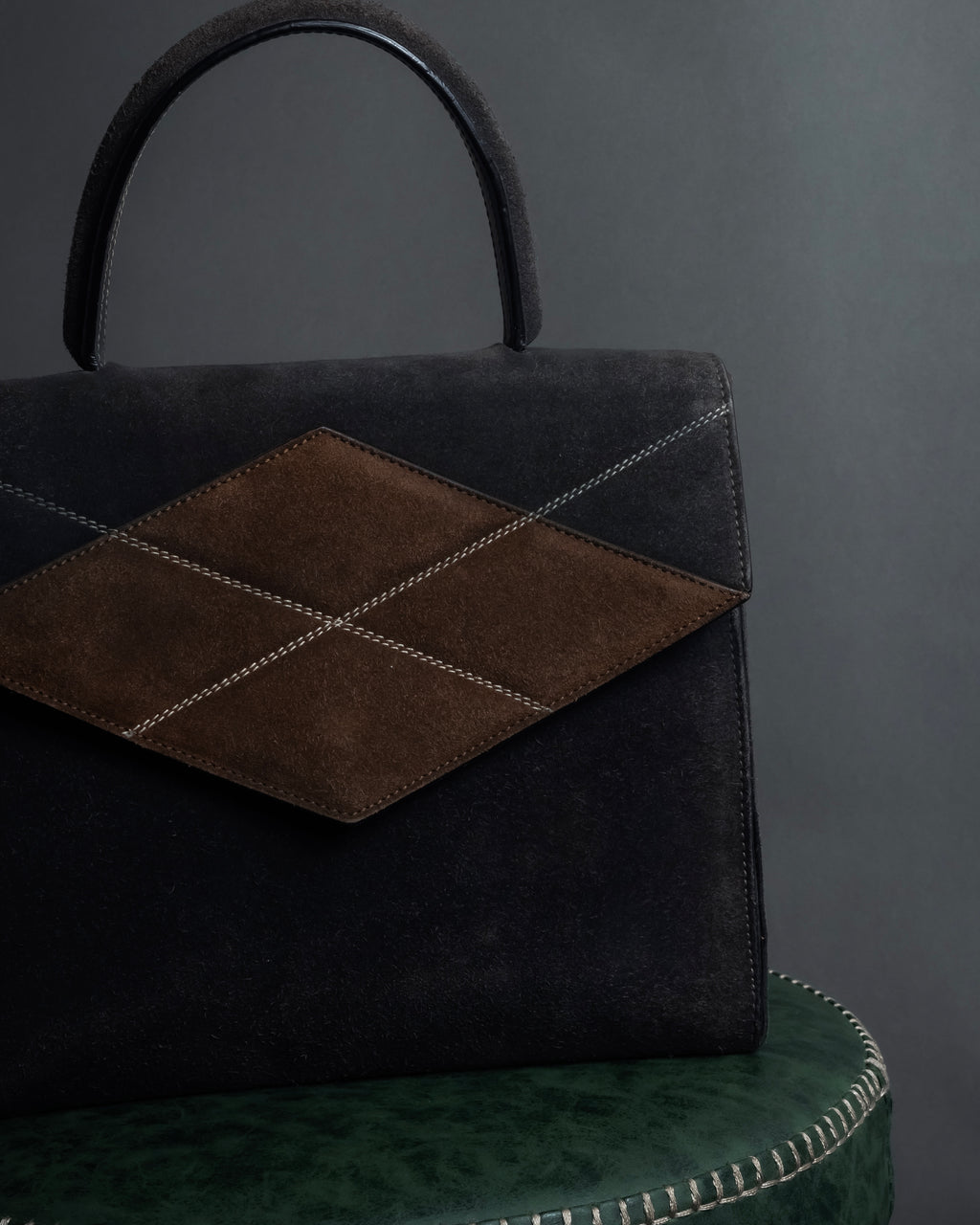 "CELINE" Losange design suede combination bag
