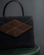 "CELINE" Losange design suede combination bag
