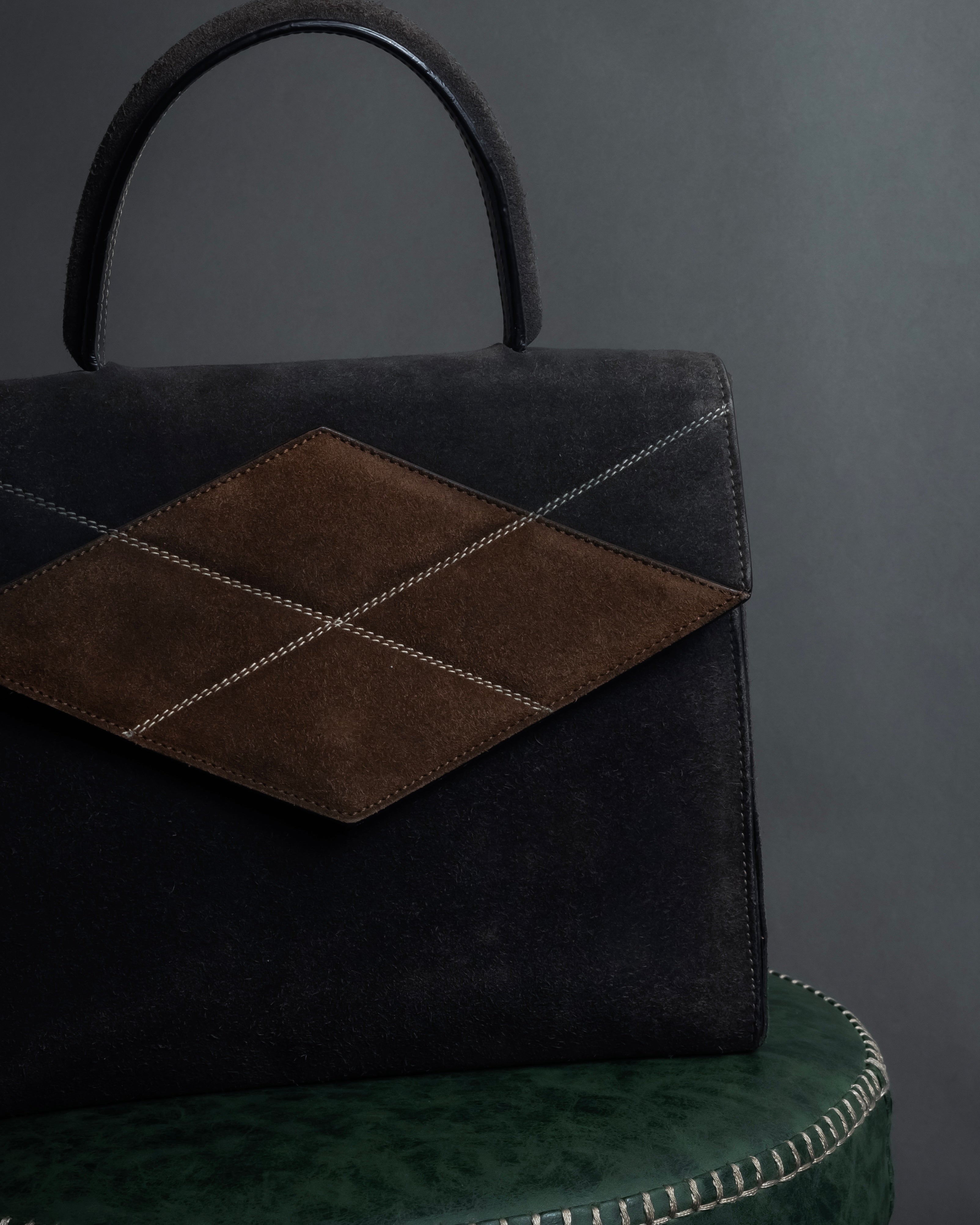 "CELINE" Losange design suede combination bag
