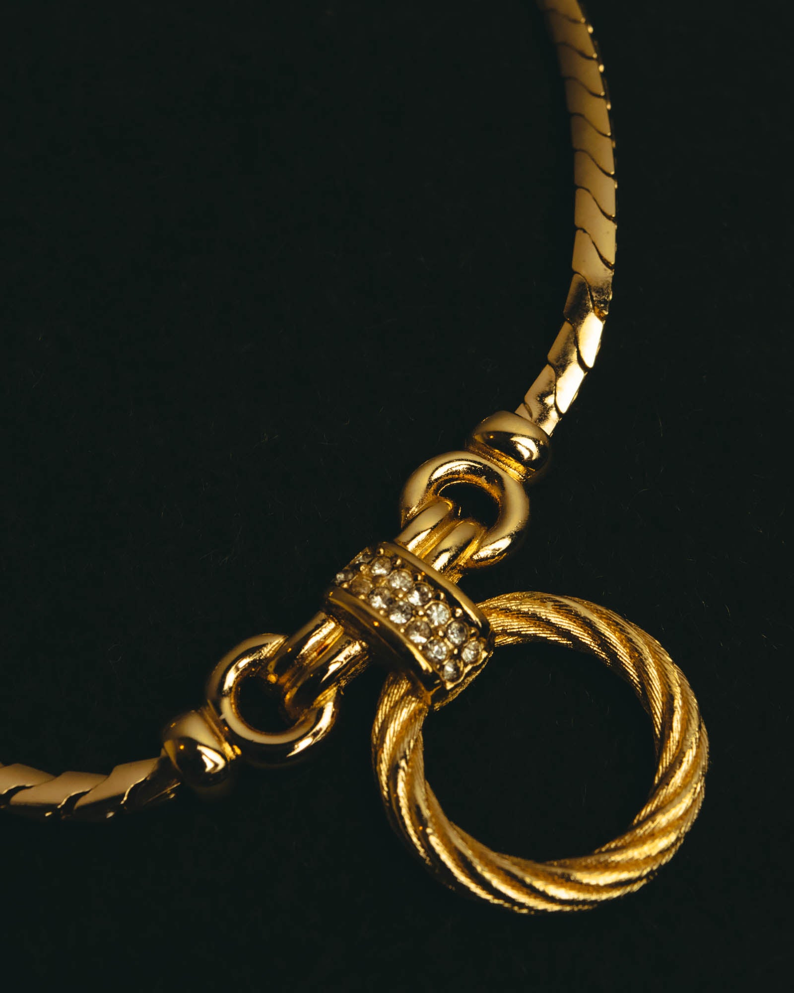 "Christian Dior" 80's-90's Gold tone rhinestone necklace