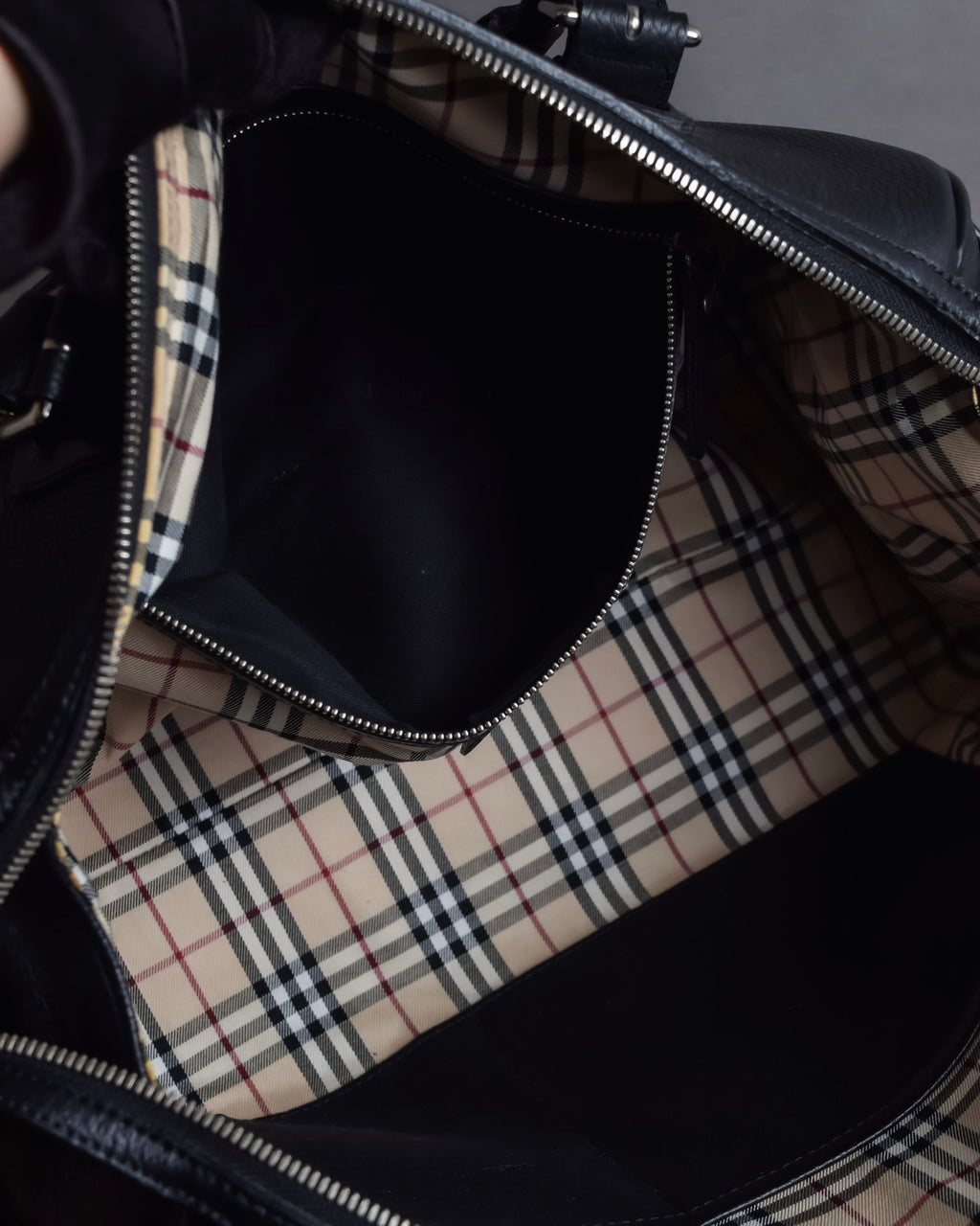 "BURBERRY" Refined design mini Boston leather bag