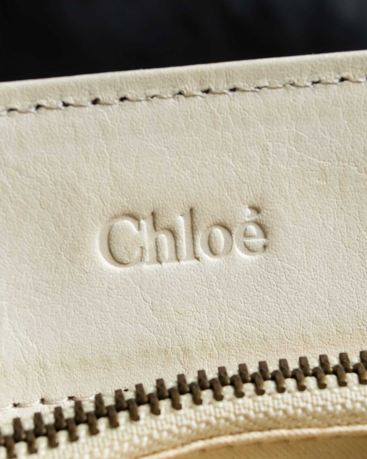 "Chloe" Gold parts design horizontal leather bag