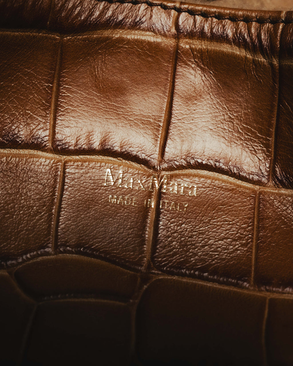 “Max Mara” 00’s-20’s crocodile-embossed 2way backpack