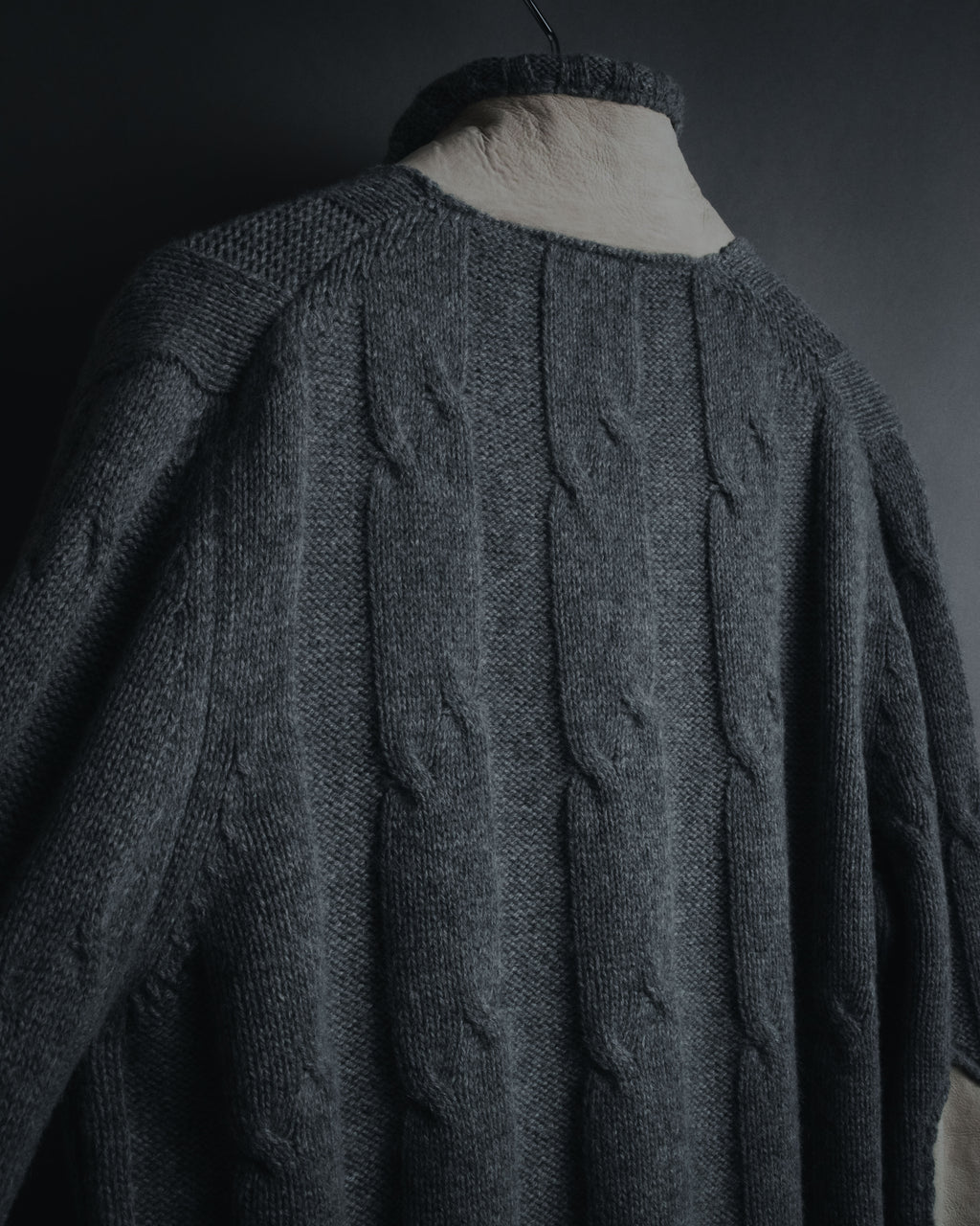 "H953" Shearling-collared cable-knit jacket