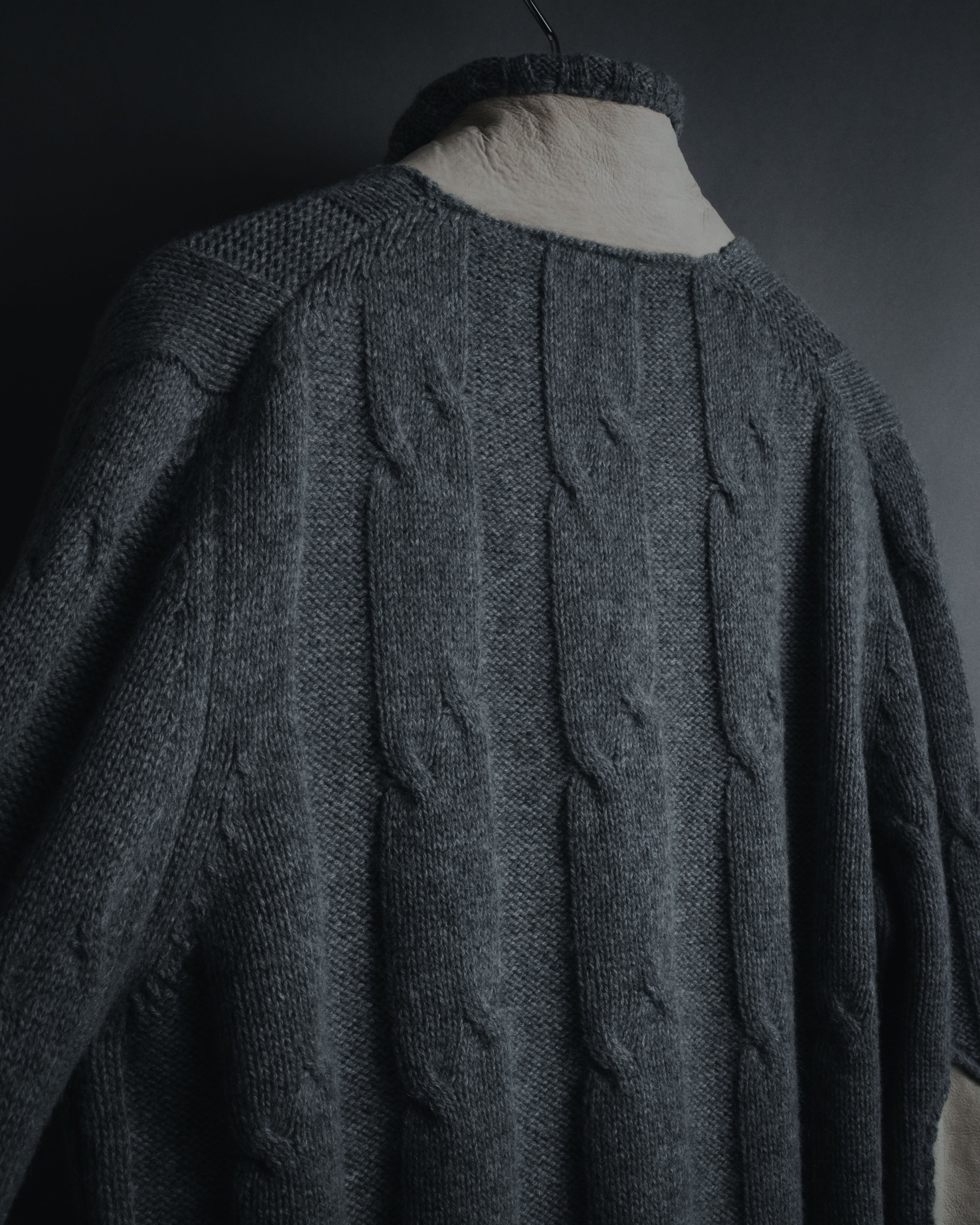 "H953" Shearling-collared cable-knit jacket