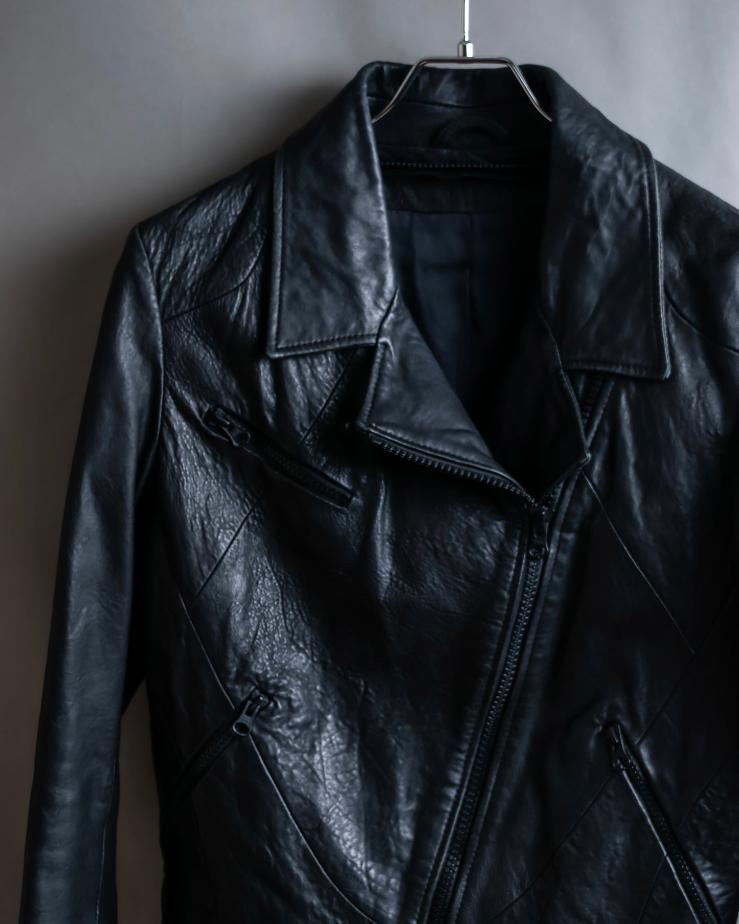 "Acne" Beautiful shape genuine leather double riders jacket