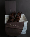 "CELINE" Layered belt detail leather heel sandals