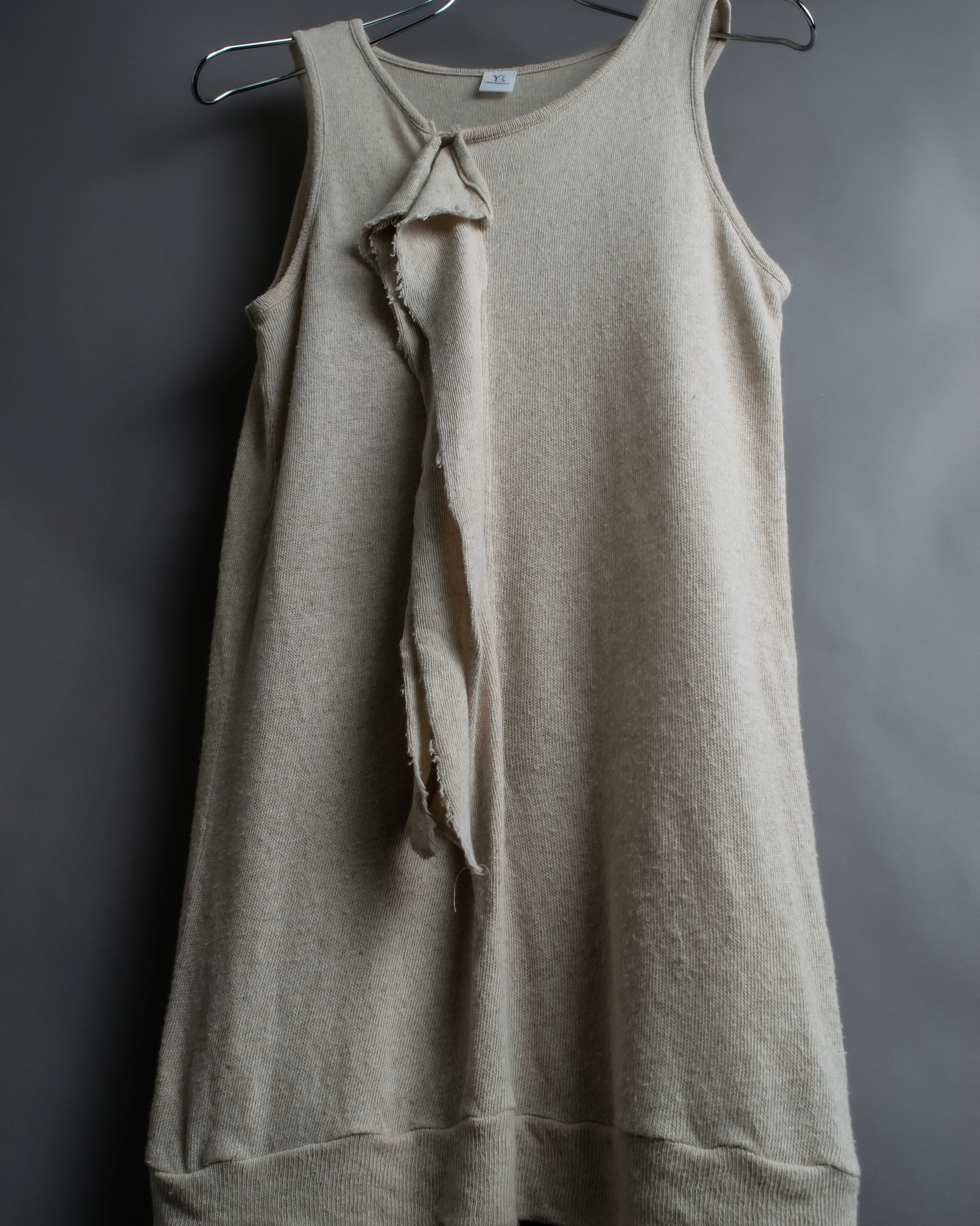 "Y's" Linen cotton mix ruffle design tank top