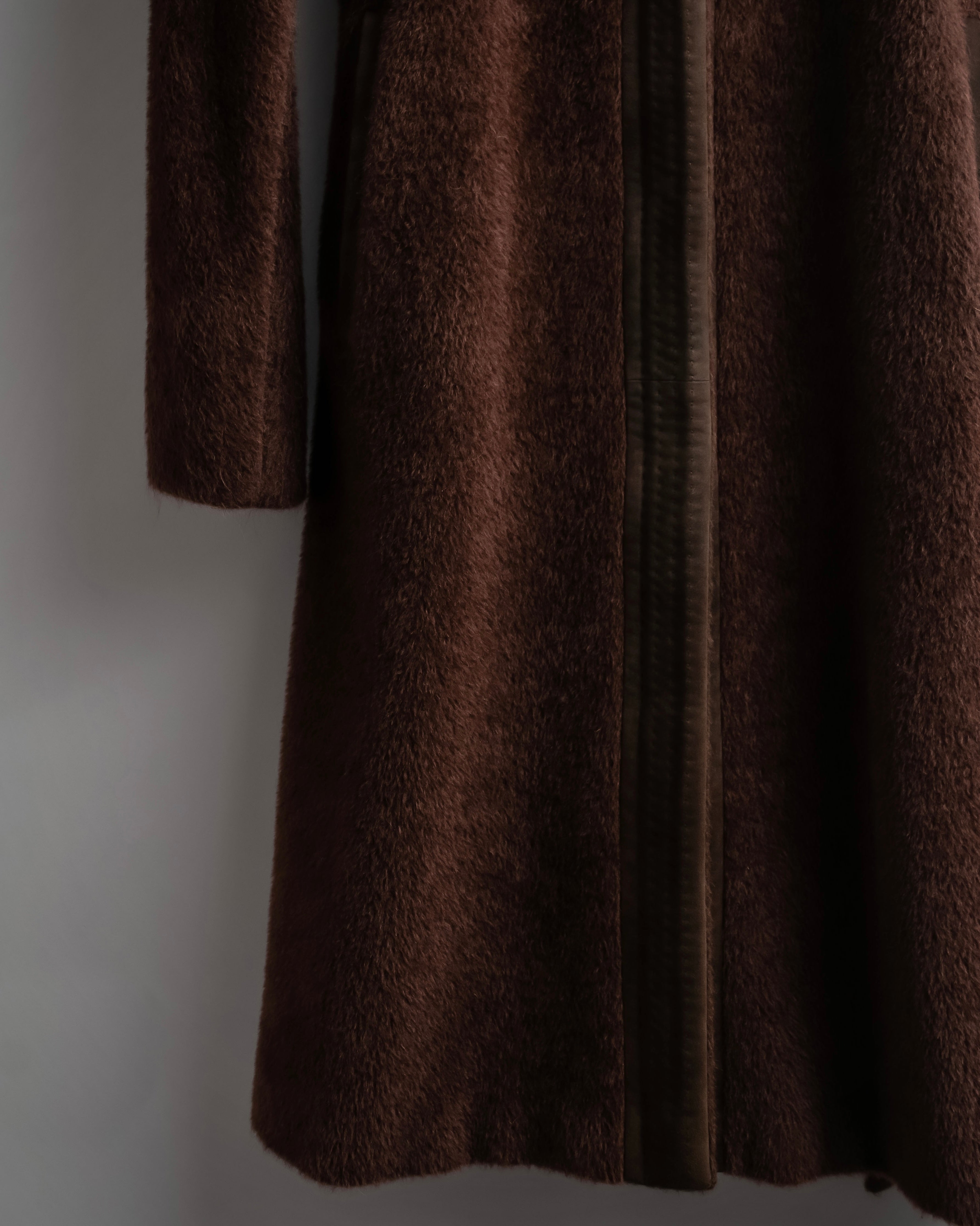 "Max Mara" Alpaca wool belted stand collar long coat