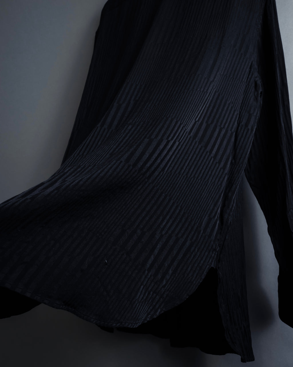 "Saint Laurent Paris" Jacquard pattern silk black shirt