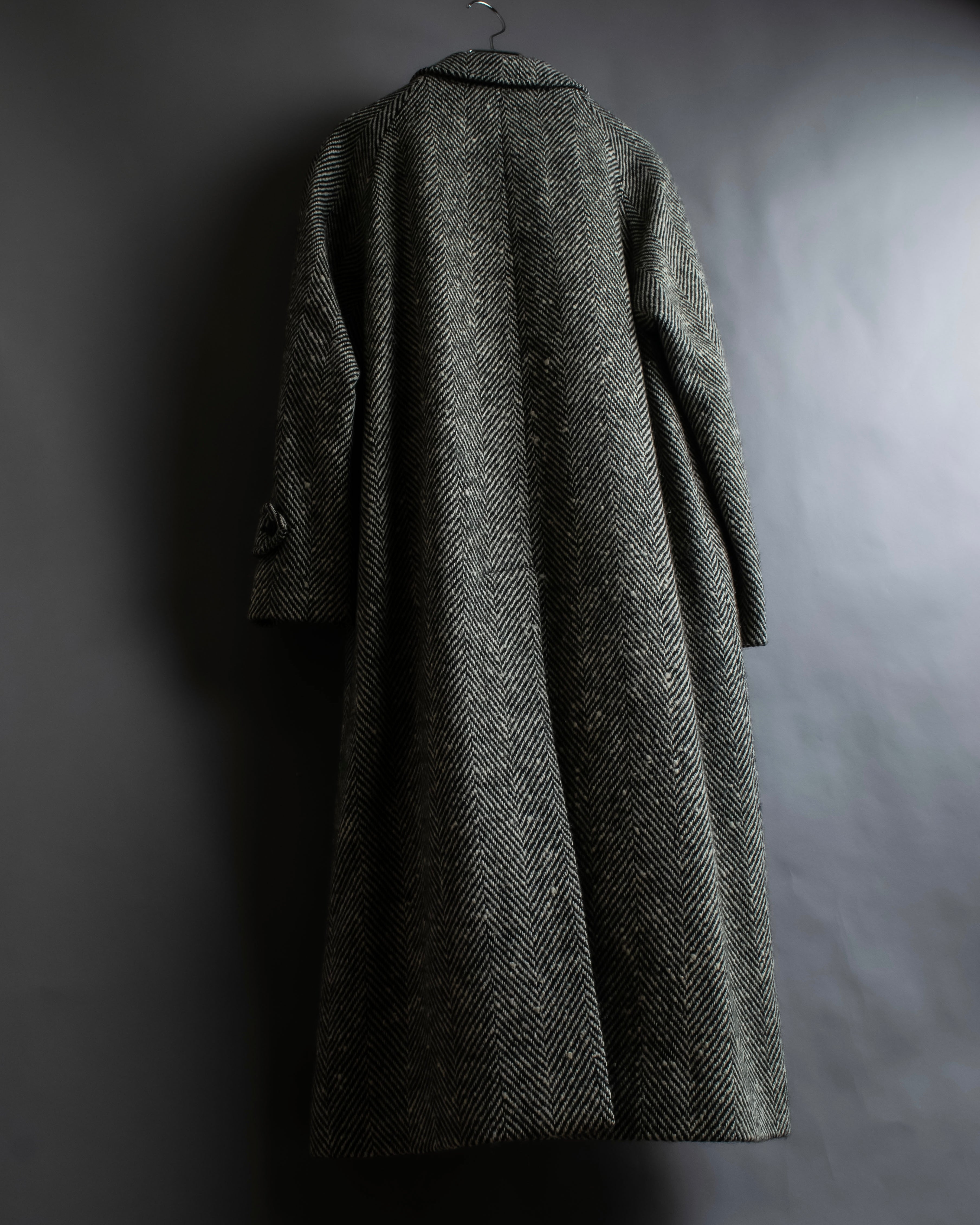"BURBERRYS" Herringbone belted design soutien collar coat