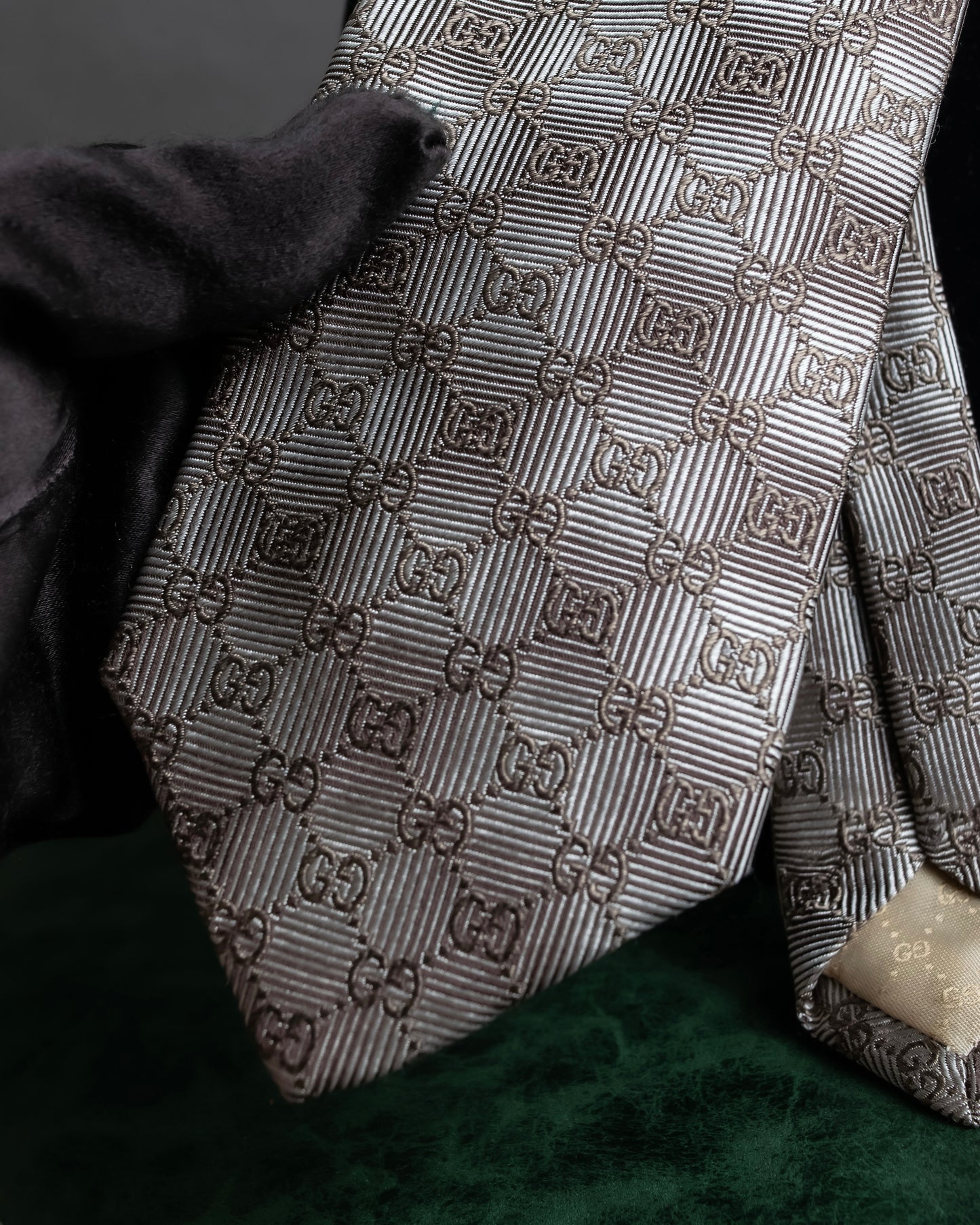 "GUCCI" GG pattern jacquard weave neck tie