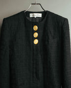 -SPECIAL- "Christian Dior" 80's-90's Textured collarless wool jacket