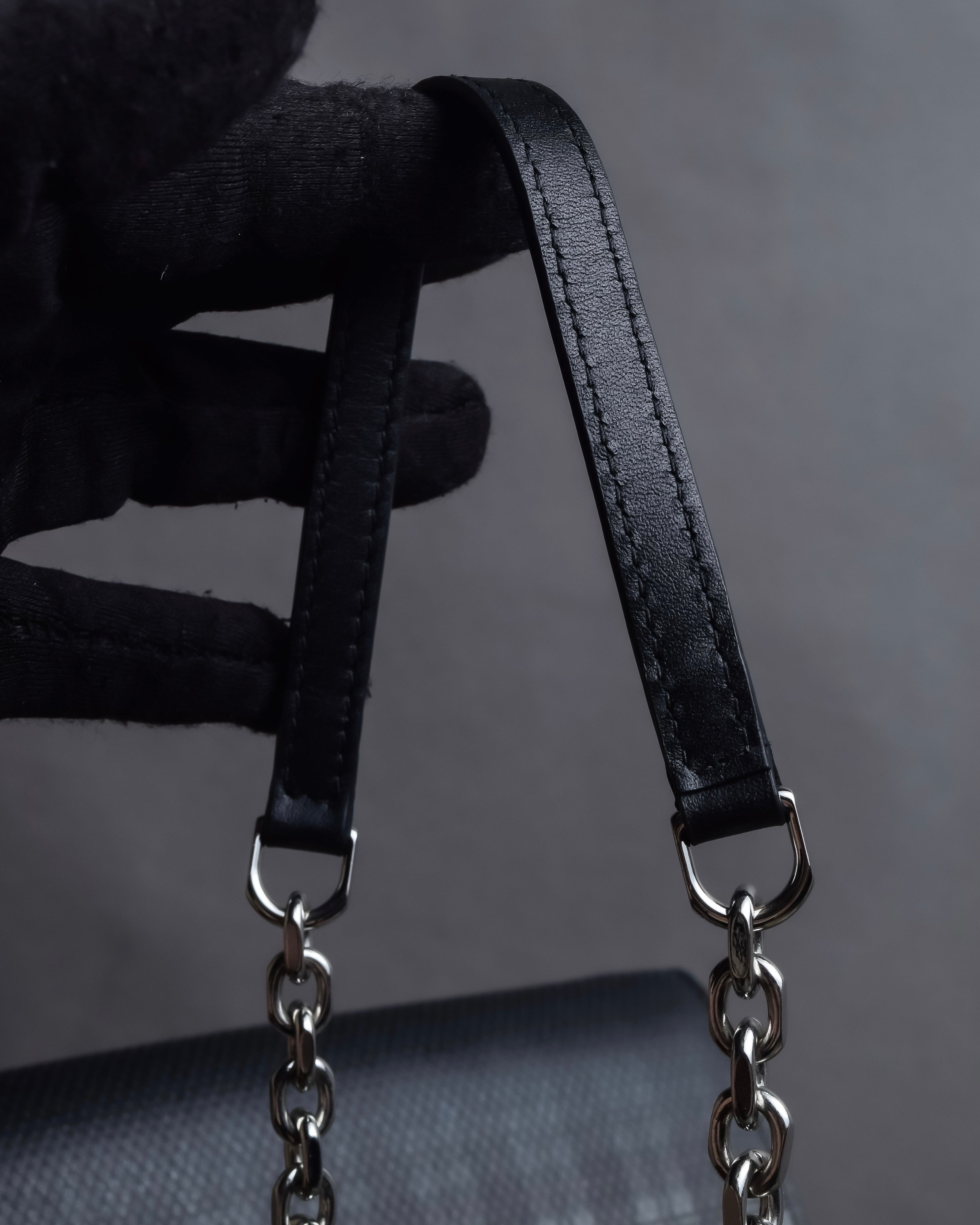 "MAISON MARGIELA" Check pattern gradient design chain shoulder leather wallet bag