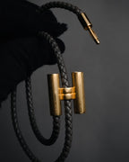 "HERMES" 10’s-20’s Tresse leather H clasp bracelet