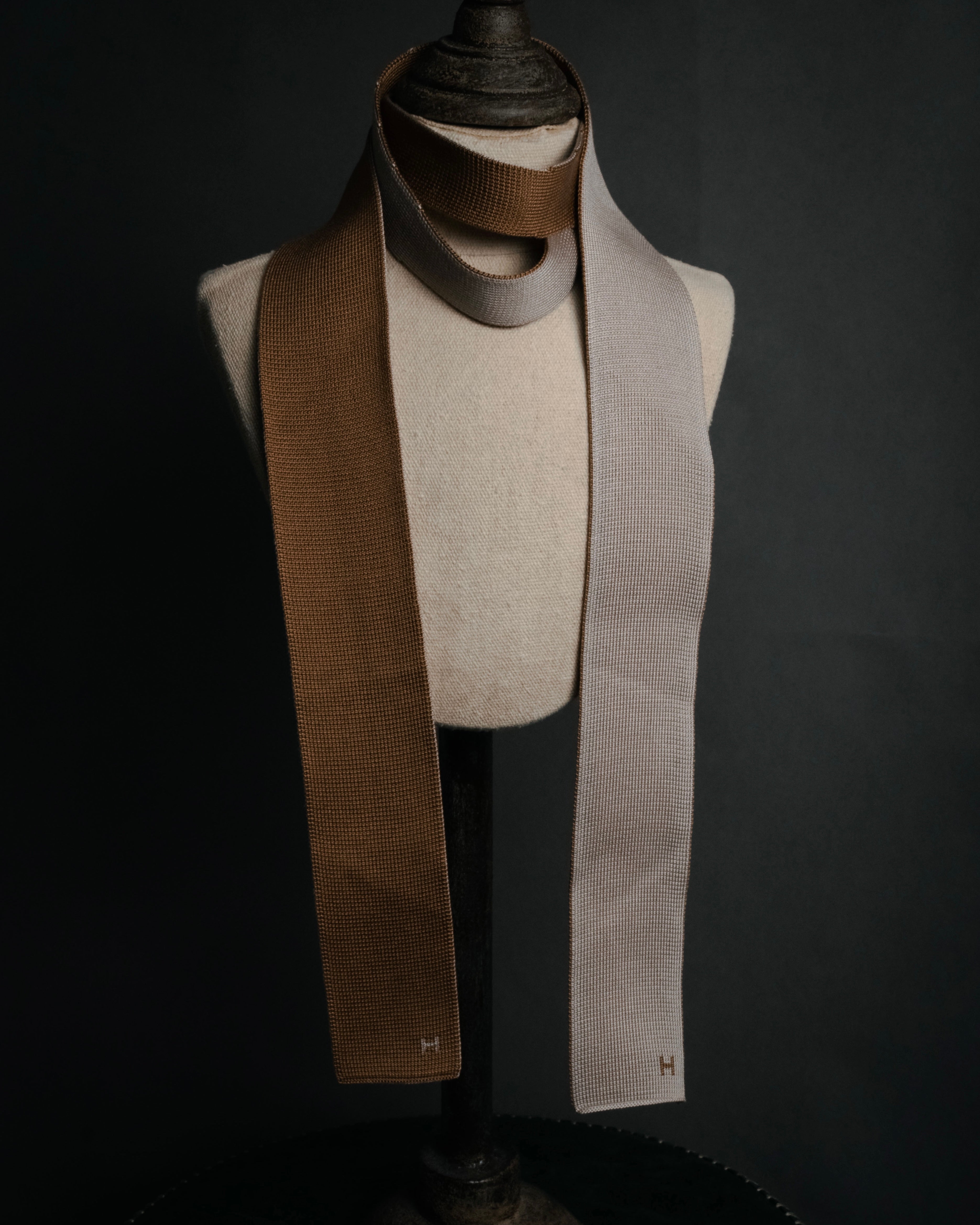 HERMES” 10's-20's Bicolor silk knit tie – MOOD