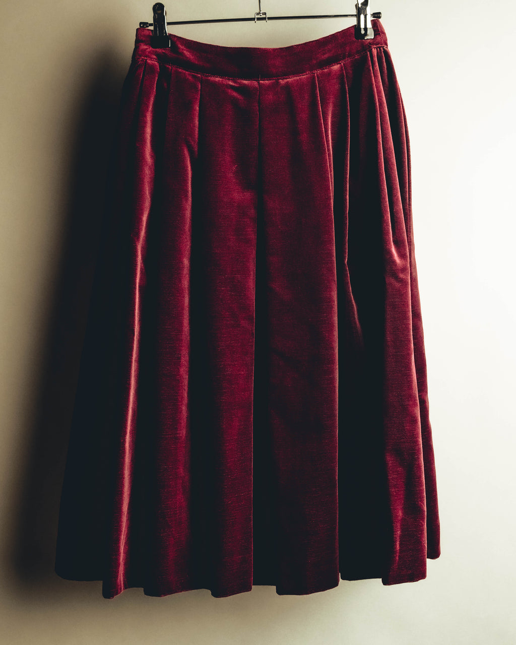 -SPECIAL- "Christian Dior" 80's-early 90's Burgundy velvet pleated skirt