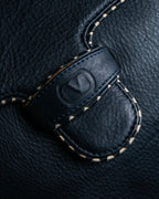 "Valentino Garavani" Saddle stitch design grain leather hand bag