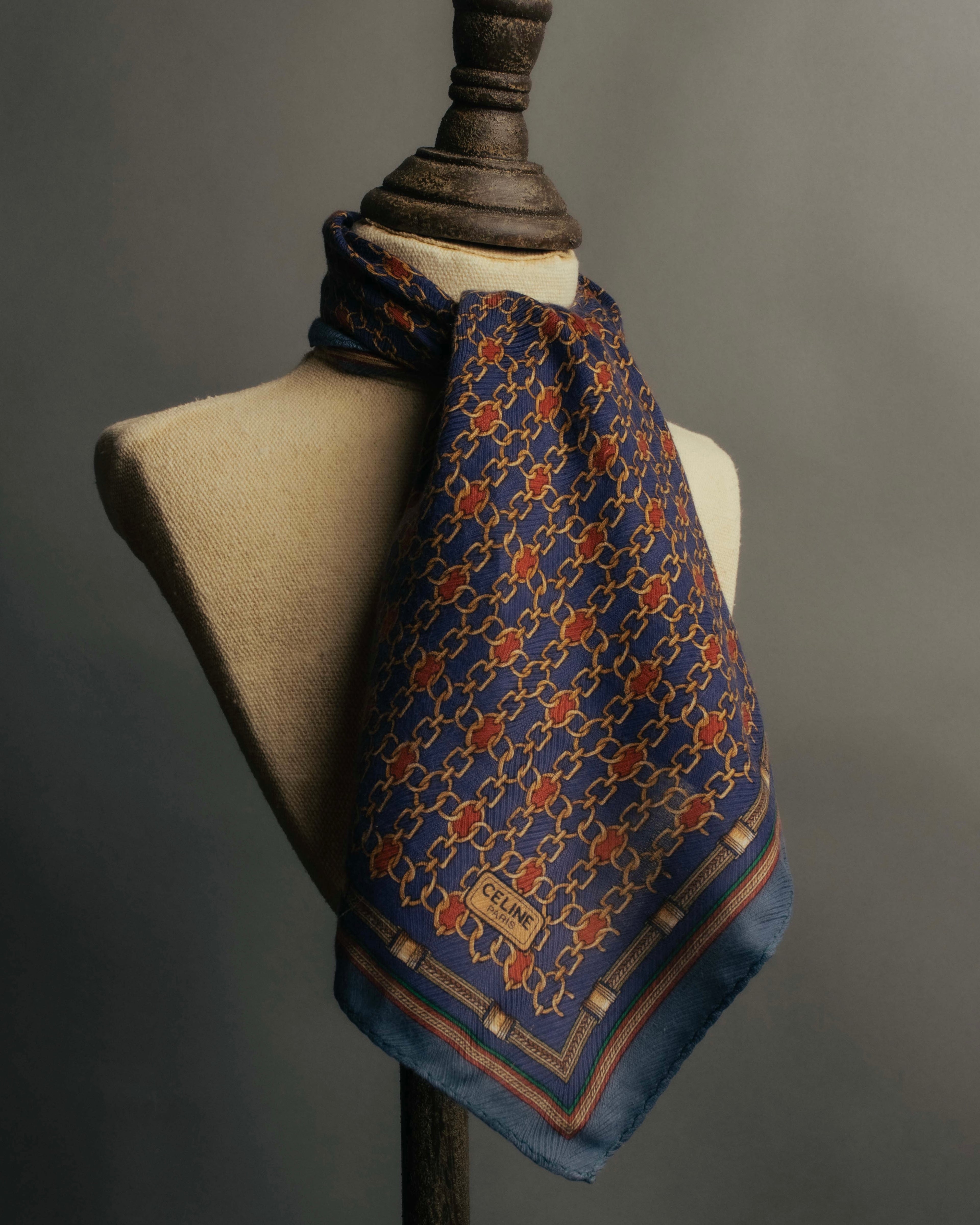 "CELINE" 80's-90's Chain print scarf
