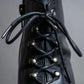 "YVES SAINT LAURENT" Side zip design lace up heel boots