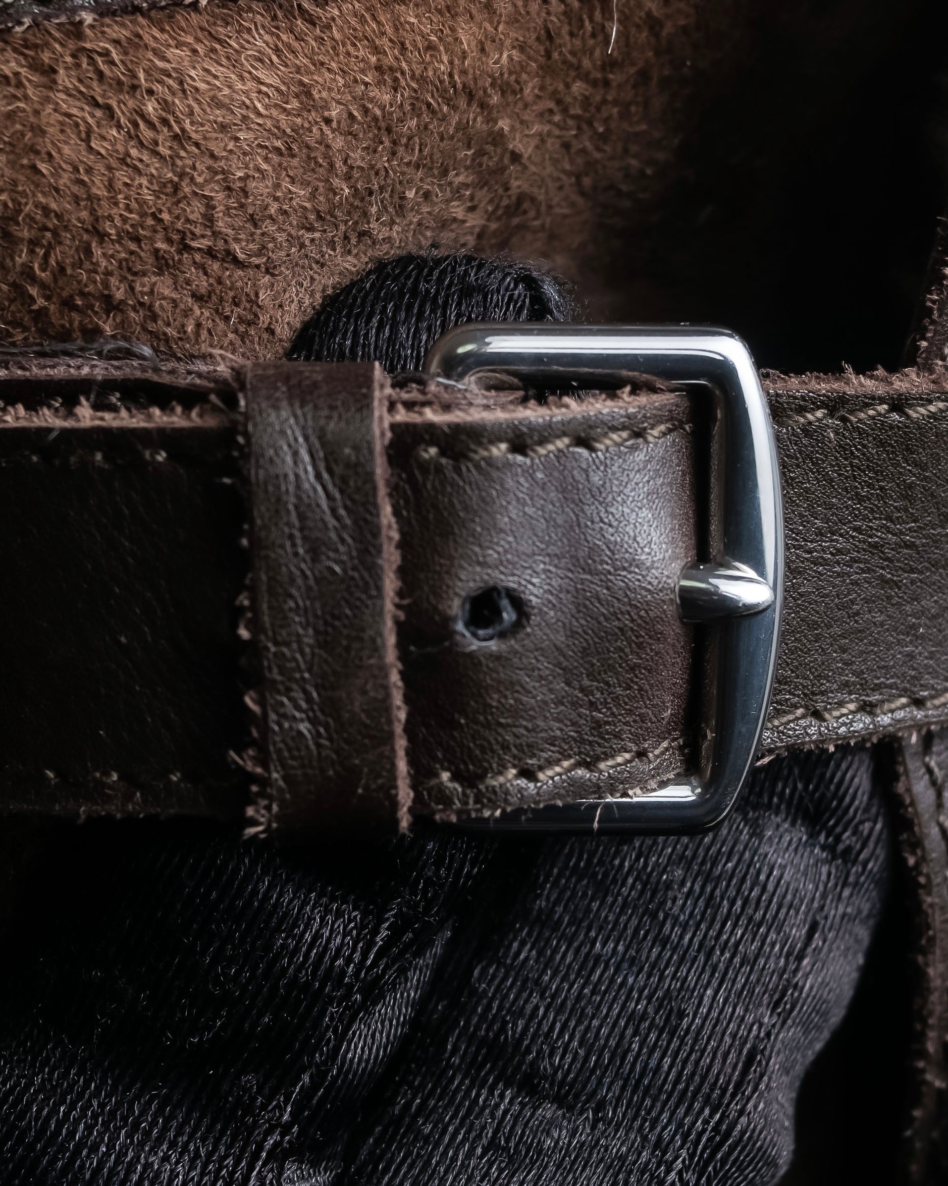 "HERMES" Shearling lining leather combination long boots