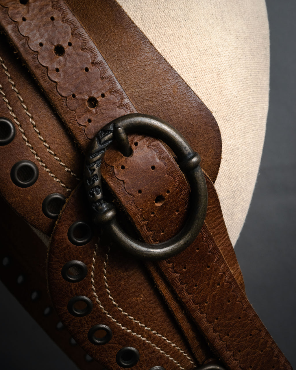 “DIESEL” 2000’s Studded craft leather belt