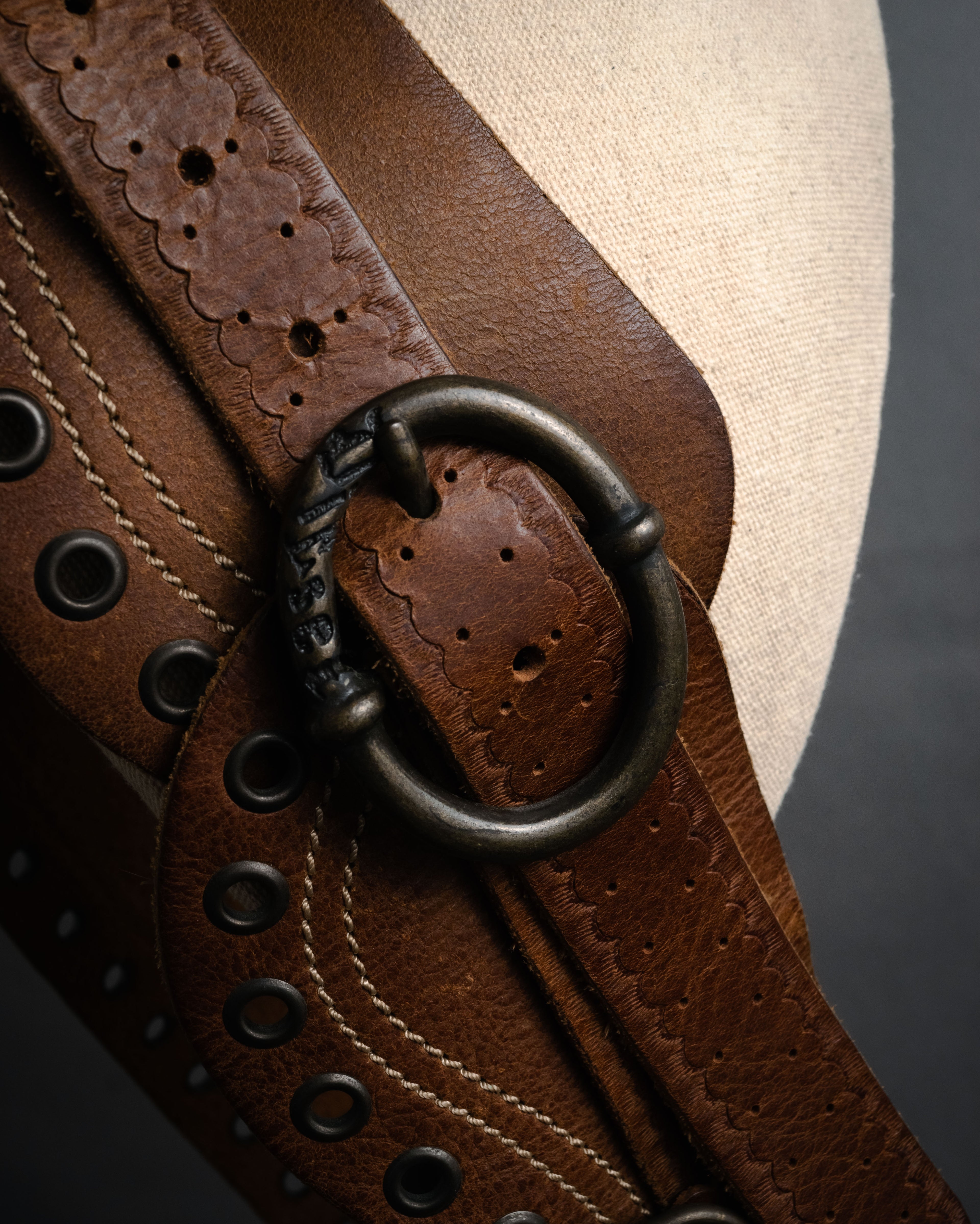 “DIESEL” 2000’s Studded craft leather belt